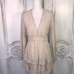 Princess Polly xx Long Puff Sleeve Waisted Tiered Romper Size 6